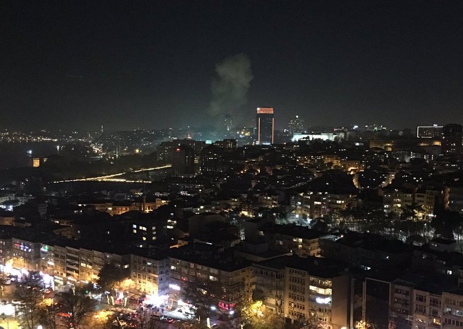 Scenes of destruction: smoke plumes could be seen rising from across the city